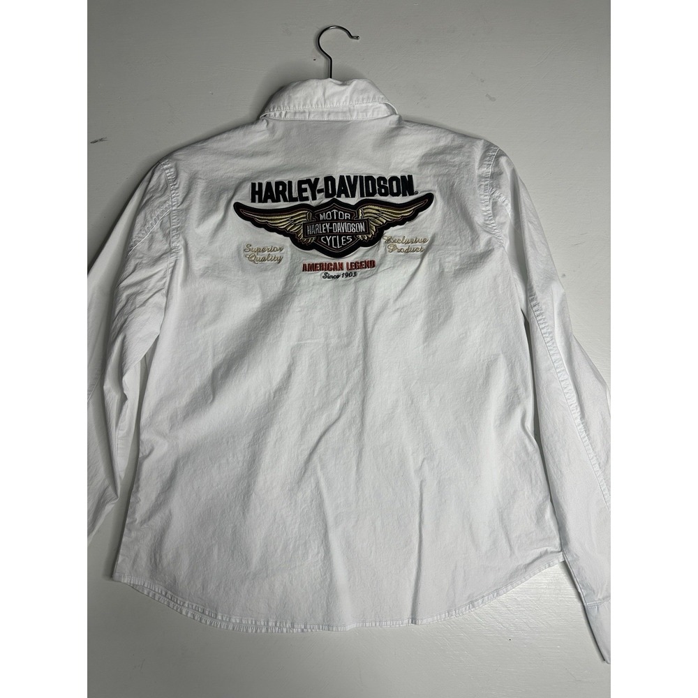 Vintage Harley Davidson Women's White Long-Sleeve Button Down Size L See Picture - Picture 4 of 13